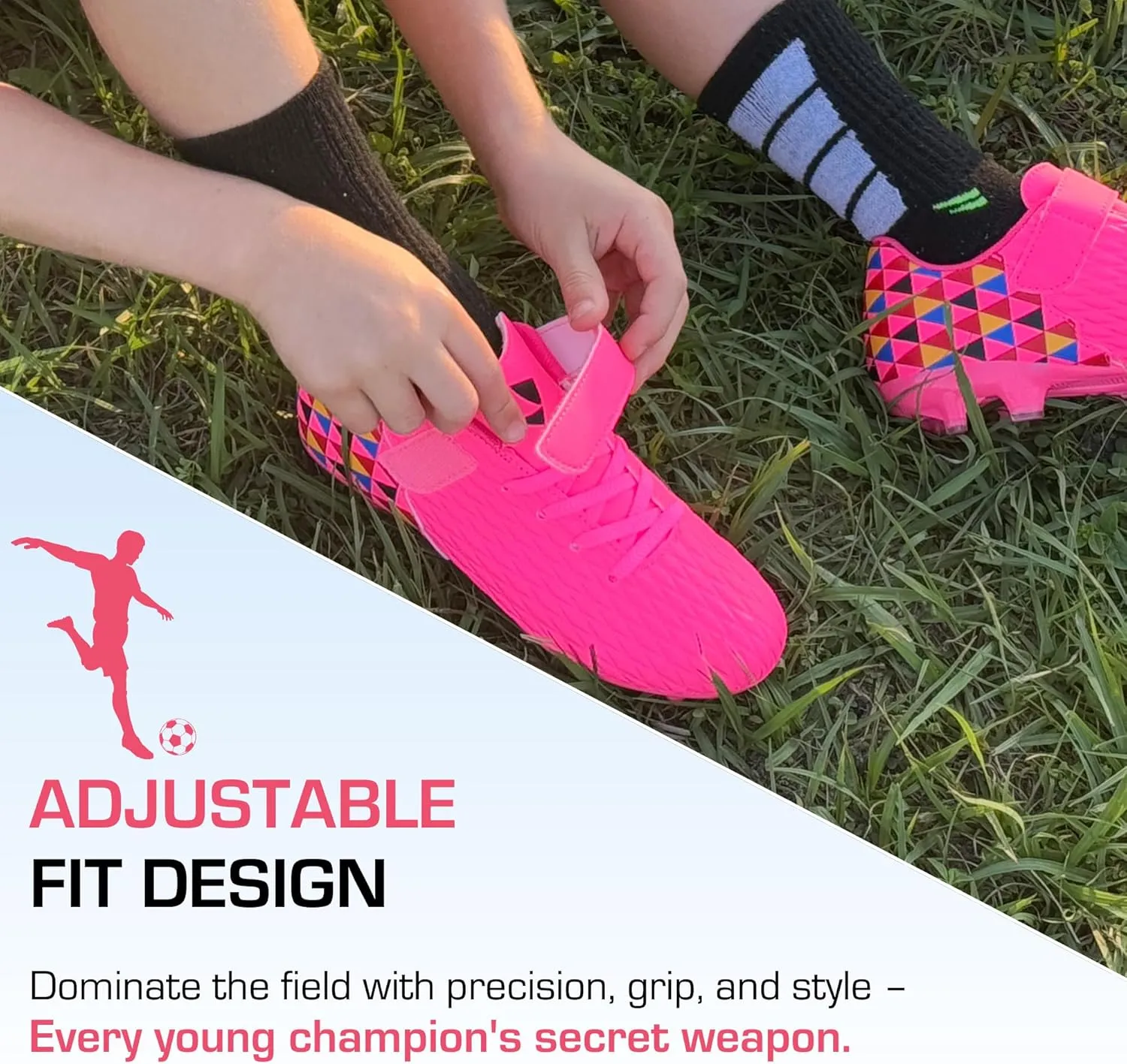 Unisex-Child Athletic Outdoor Training Soccer Cleats for Youth | Little/Big Kid Firm Ground Football Shoes | Lightweight