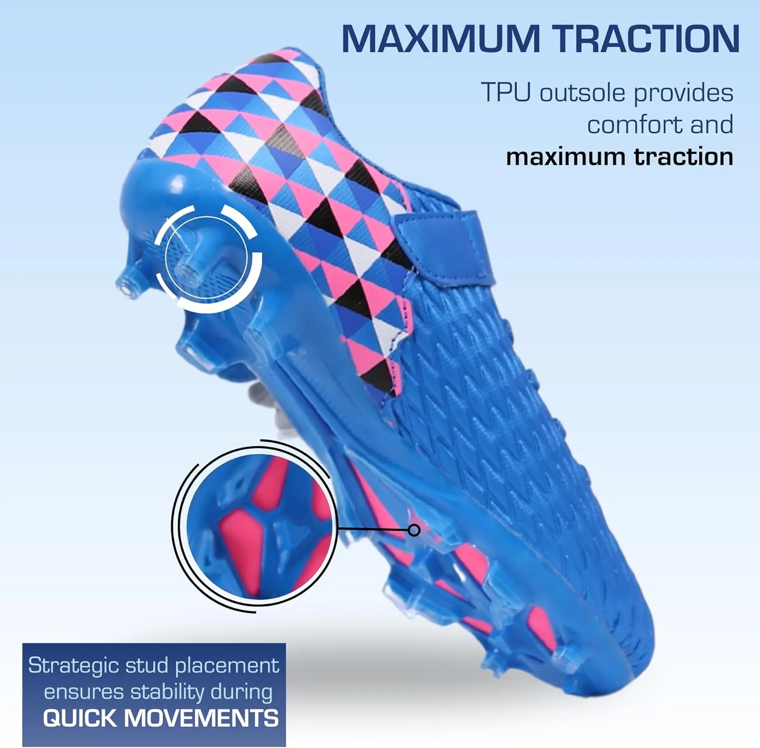 Unisex-Child Athletic Outdoor Training Soccer Cleats for Youth | Little/Big Kid Firm Ground Football Shoes | Lightweight