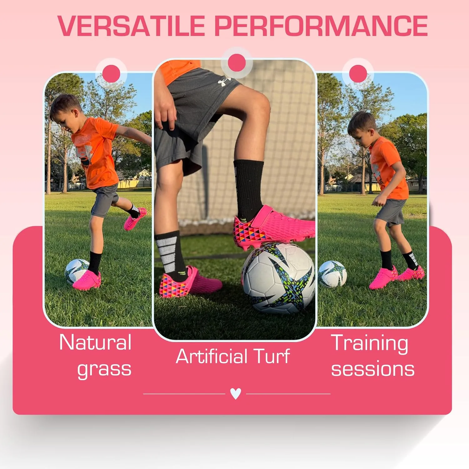 Unisex-Child Athletic Outdoor Training Soccer Cleats for Youth | Little/Big Kid Firm Ground Football Shoes | Lightweight