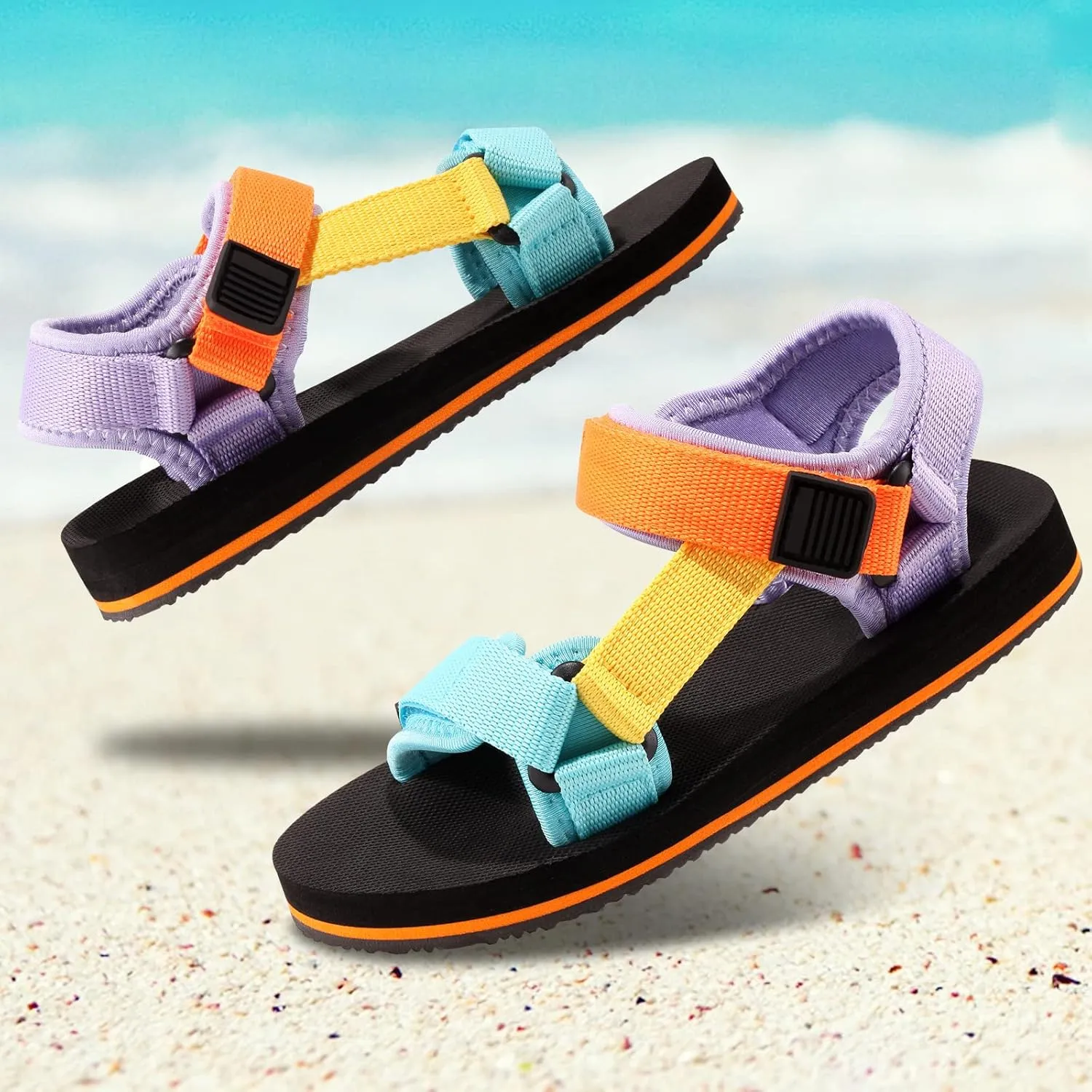 Unisex-Child Big Kids Sandals Adjustable Straps Slip on Athletic Sandals Outdoor Casual Shoes