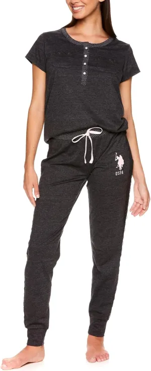 U.S. Polo Assn. Womens Pajama Set - Short Sleeve PJs with Jogger Pajama Pants…