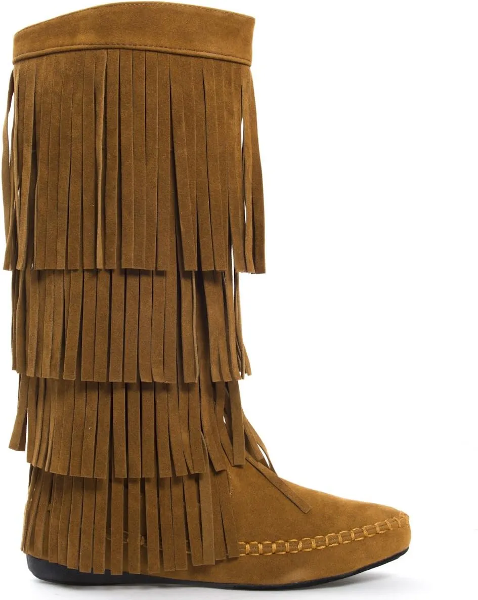 V-Luxury Womens Closed Toe Mid Calf Knee High Mocassin Flat Boot