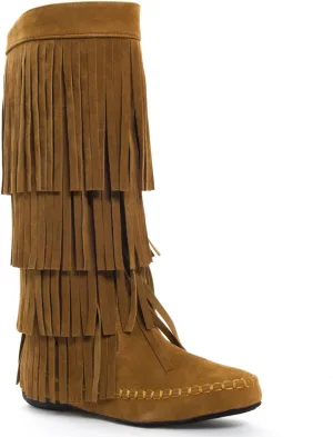 V-Luxury Womens Closed Toe Mid Calf Knee High Mocassin Flat Boot
