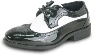 VANGELO Boy Kid Dress Shoe Oxford Lace Up Loafer Slip On Tuxedo Shoes for Prom, Uniform, Wedding Formal Events Size from Toddler to Big Kid
