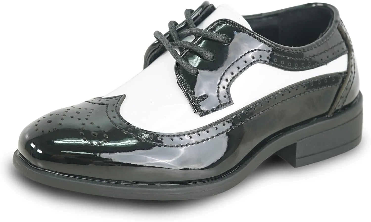 VANGELO Boy Kid Dress Shoe Oxford Lace Up Loafer Slip On Tuxedo Shoes for Prom, Uniform, Wedding Formal Events Size from Toddler to Big Kid