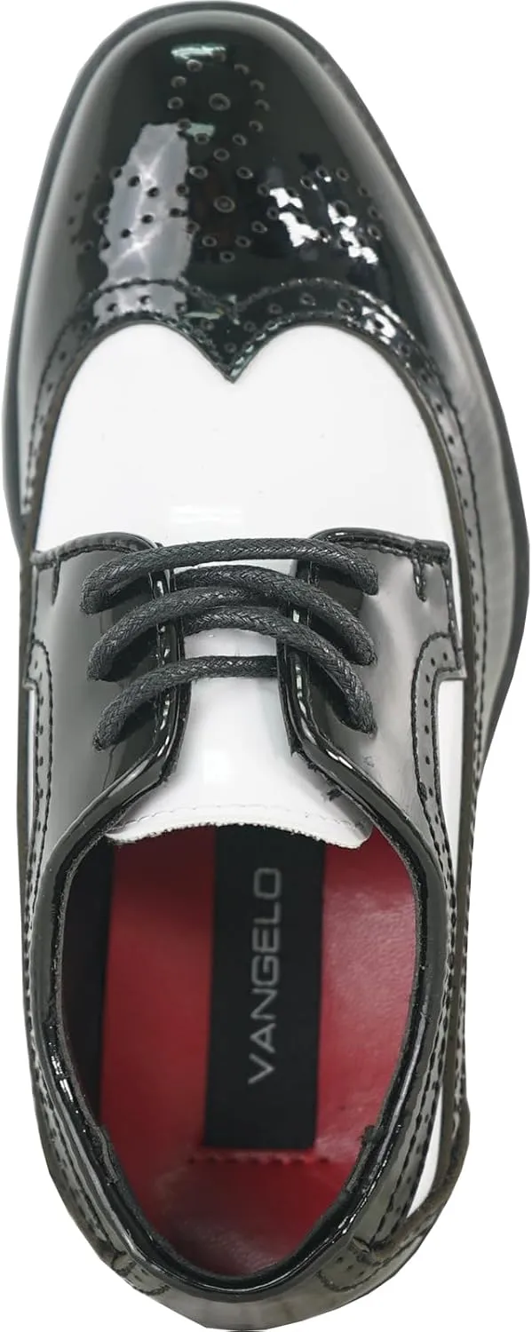 VANGELO Boy Kid Dress Shoe Oxford Lace Up Loafer Slip On Tuxedo Shoes for Prom, Uniform, Wedding Formal Events Size from Toddler to Big Kid