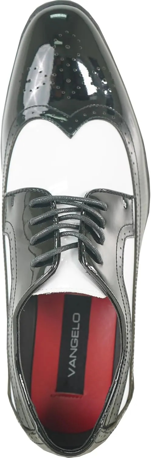 VANGELO Men Dress Shoe TAB and Tux Oxford Formal Tuxedo for Prom Wedding Uniform Medium and Wide Width Black Grey Ivory White Patent
