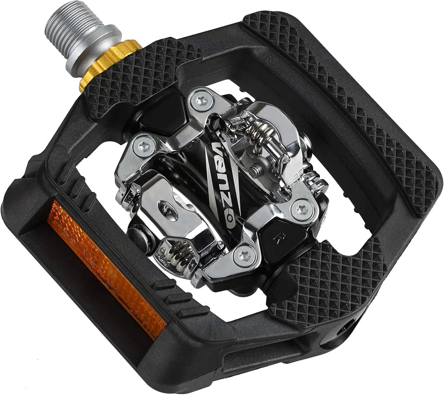 Venzo Pop-Up Click'R Compatible with Shimano SPD Mountain Bike CNC Cr-Mo Sealed Pedals with Cleats - Dual Platform Clipless Pedals for Mountain Bike - Easy Clip in & Out