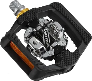 Venzo Pop-Up Click'R Compatible with Shimano SPD Mountain Bike CNC Cr-Mo Sealed Pedals with Cleats - Dual Platform Clipless Pedals for Mountain Bike - Easy Clip in & Out