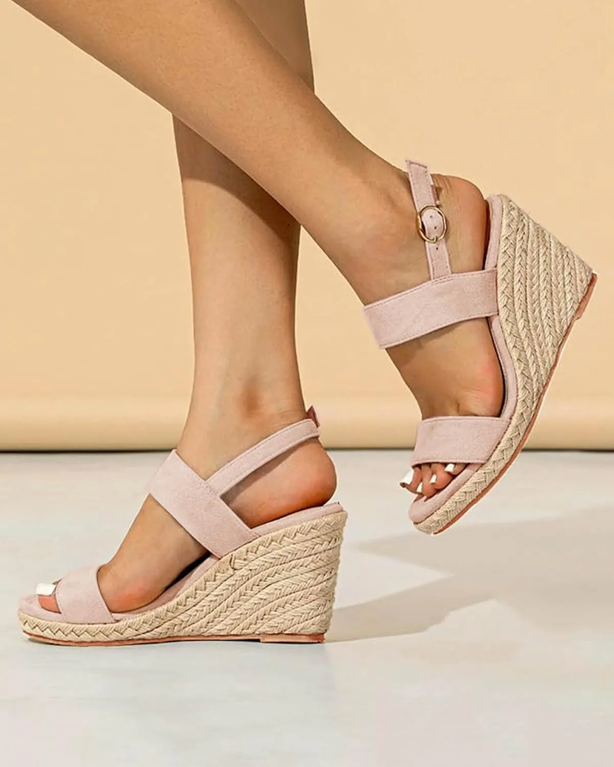VETASTE Womens Espadrille Wedge Sandals Heels Open Toe Platform High Heeled Ankle Strap Buckle Dress Wedges Shoes