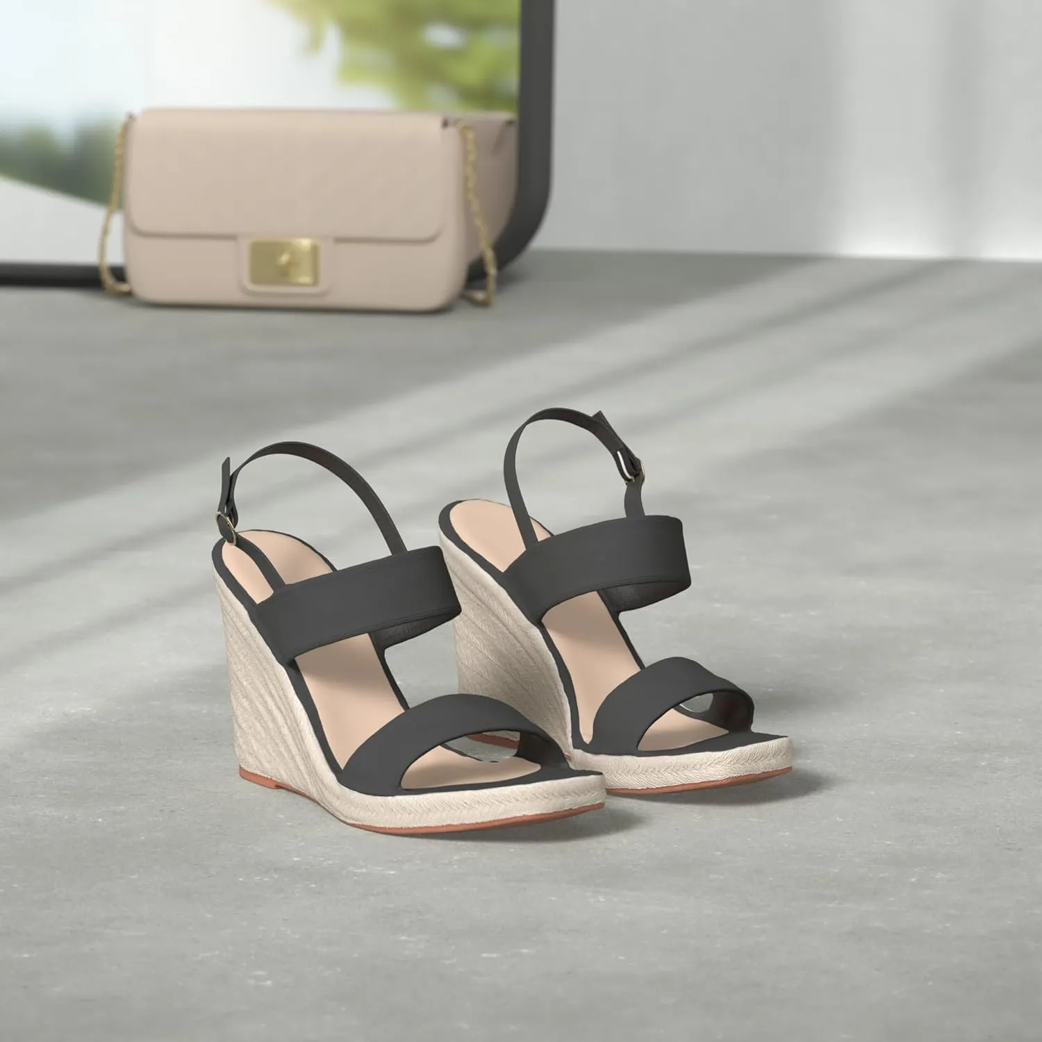 VETASTE Womens Espadrille Wedge Sandals Heels Open Toe Platform High Heeled Ankle Strap Buckle Dress Wedges Shoes
