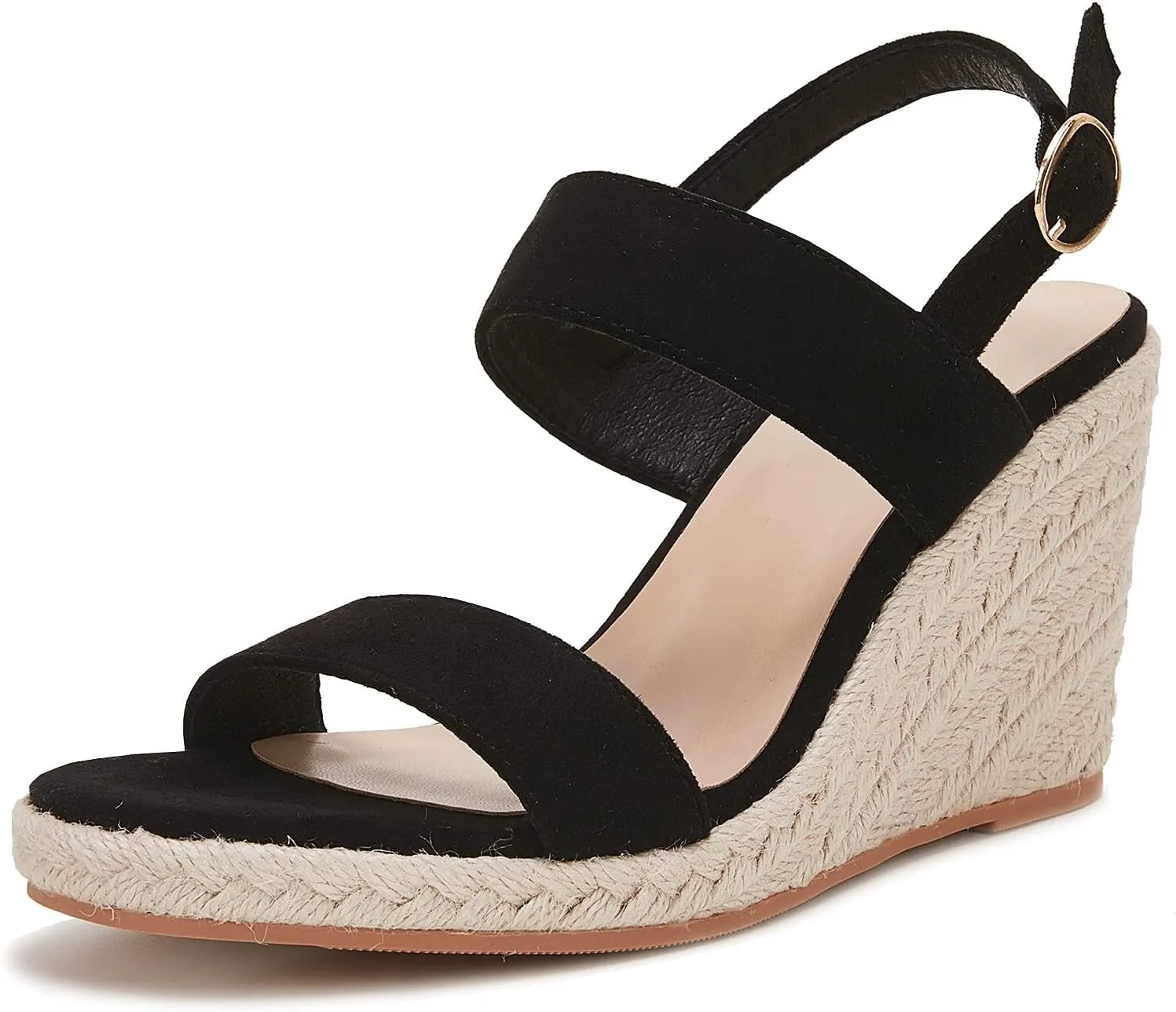 VETASTE Womens Espadrille Wedge Sandals Heels Open Toe Platform High Heeled Ankle Strap Buckle Dress Wedges Shoes