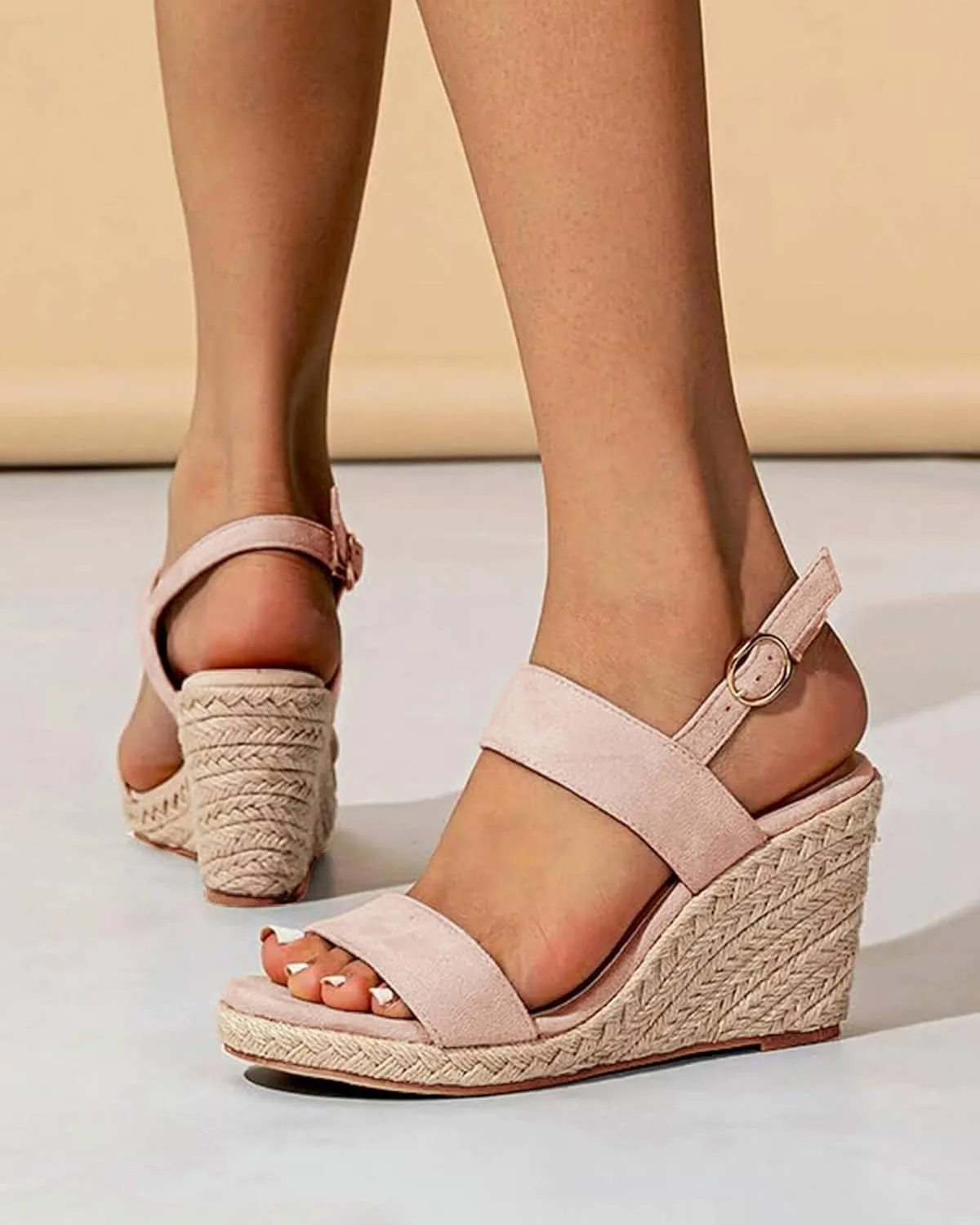 VETASTE Womens Espadrille Wedge Sandals Heels Open Toe Platform High Heeled Ankle Strap Buckle Dress Wedges Shoes