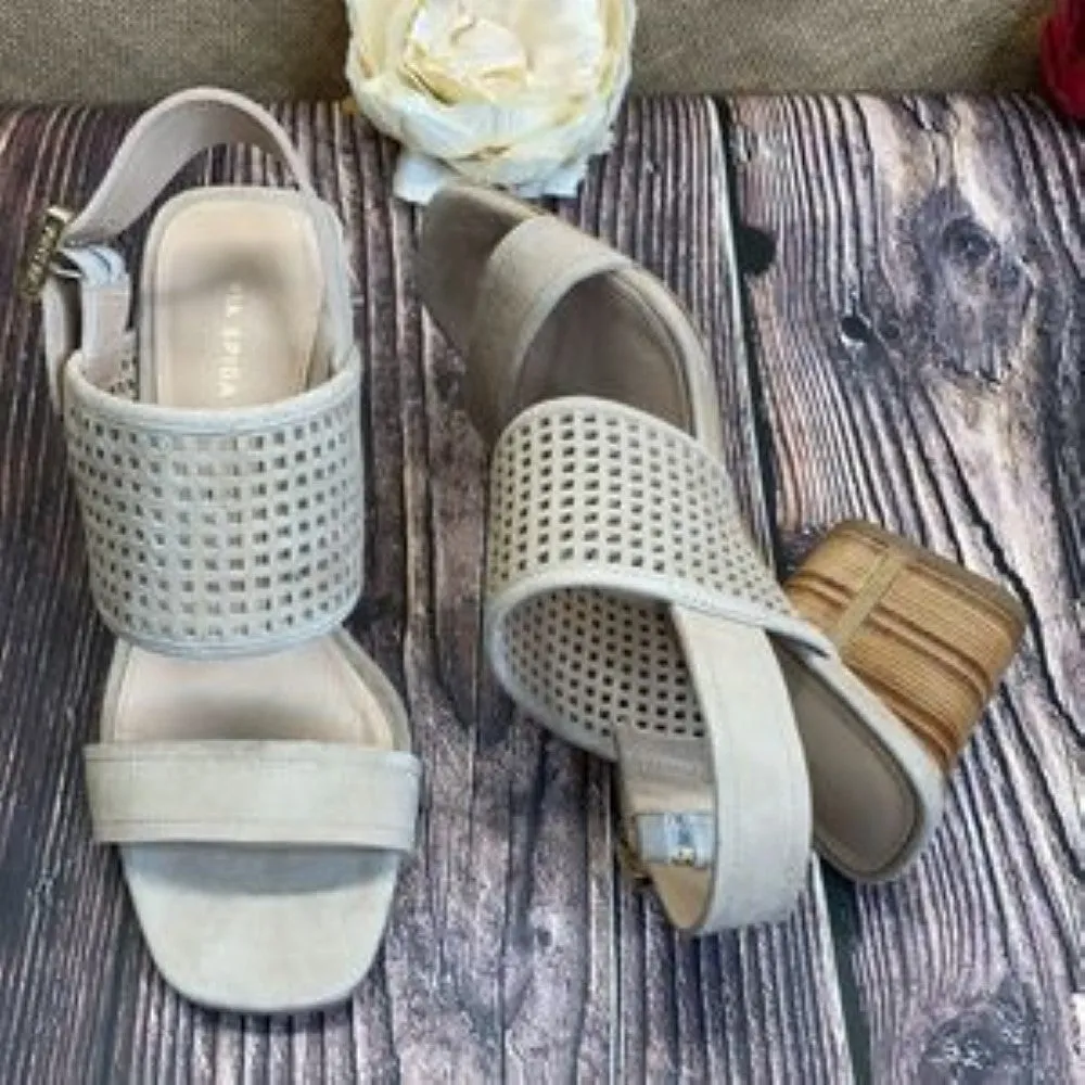Via Spiga Macchiato (Tan) Suede Harriet 2 Sandals 6M