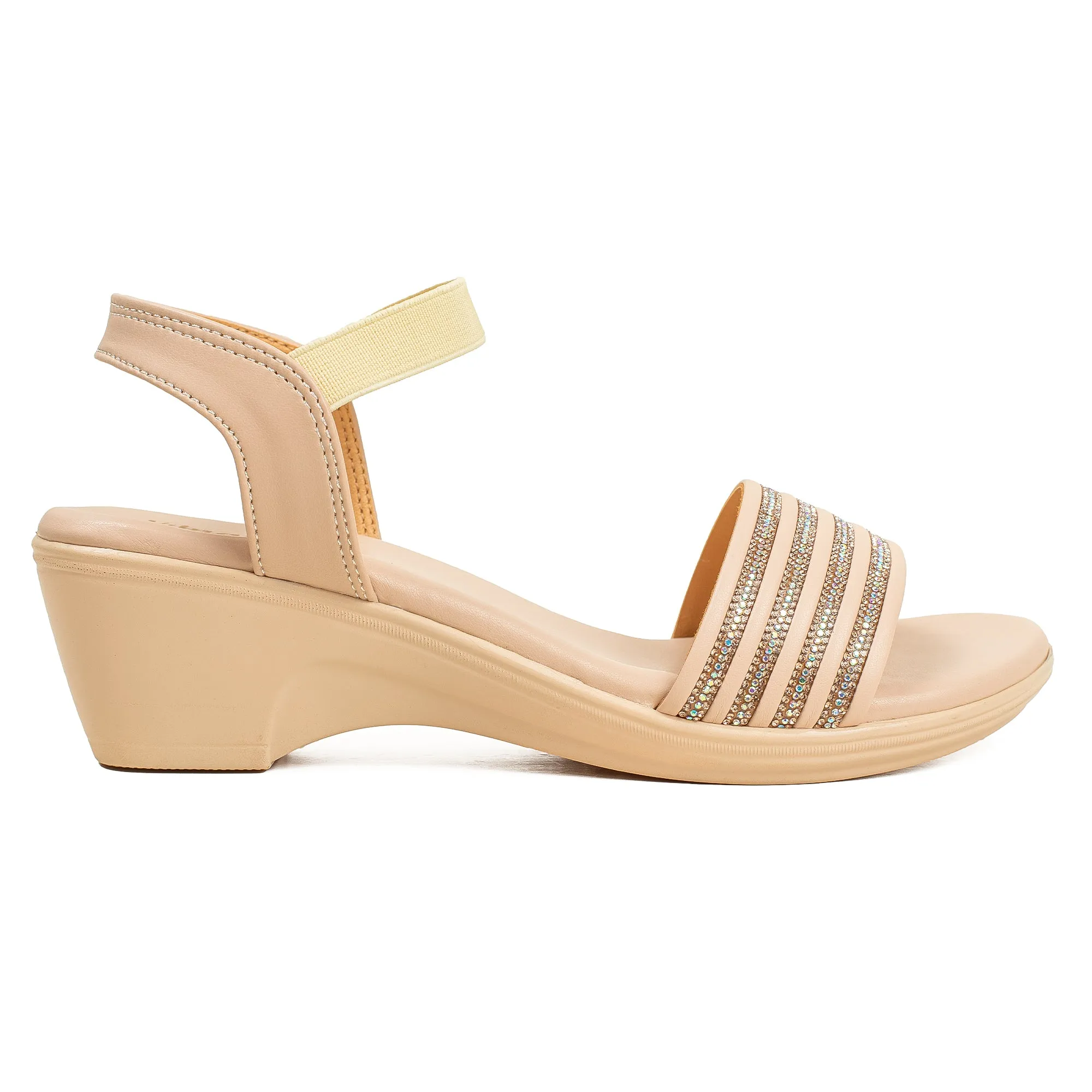 Vibrant Ladies Beige Wedge Heel Sandal