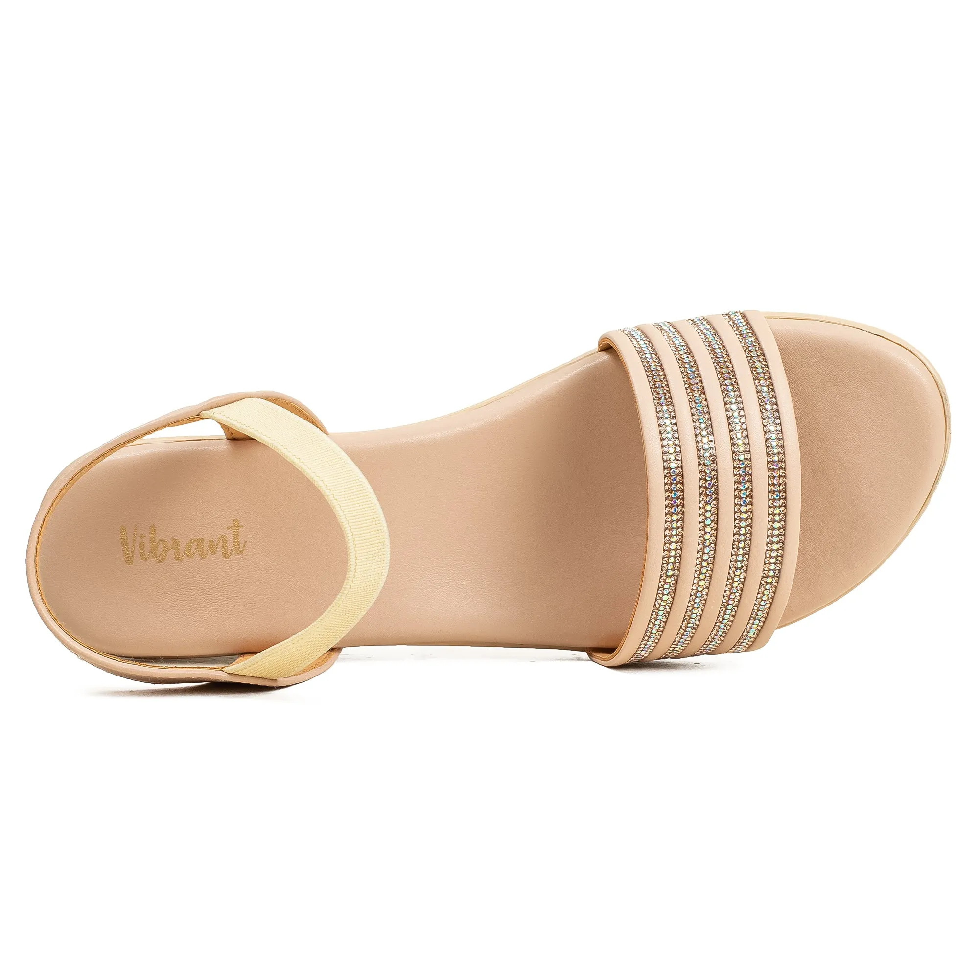 Vibrant Ladies Beige Wedge Heel Sandal
