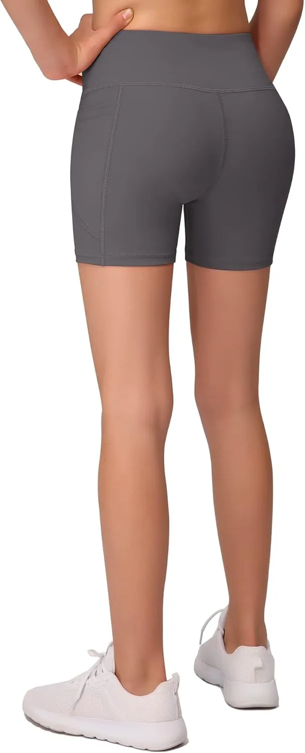 Volleyball Bike Shorts for Girls Spandex Compression Shorts with Pockets for Kids Dance Yoga and Athletics