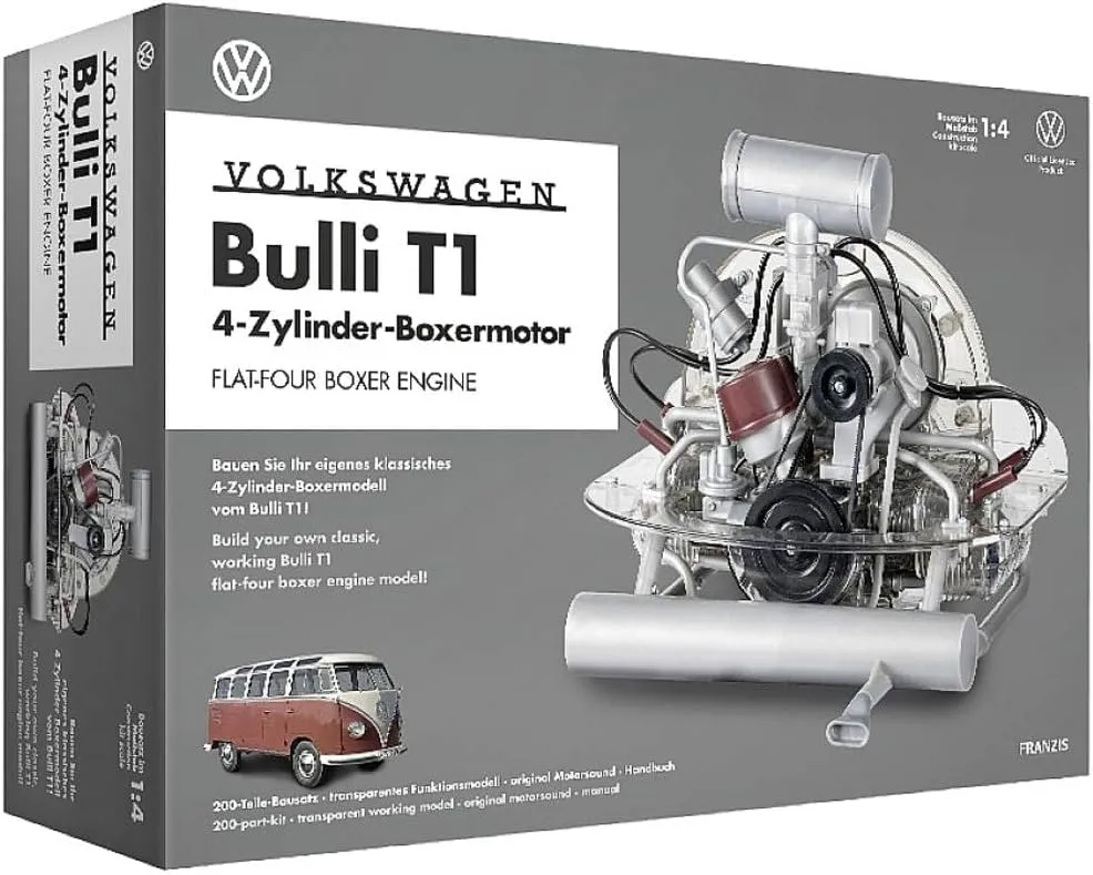 VW Bus Bulli T1 Flat-Four Boxer Engine Model Kit with Official Collector's Handbook