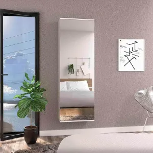 Wall Shoe Rack with Mirror - Space-Saving Storage Solution for a -Free Entryway, Holds 10 Pairs of Shoes, Elegant White Finish