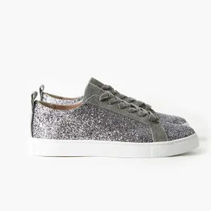 Walnut Melbourne - Harlow Leather Sneaker - Charcoal Glitter