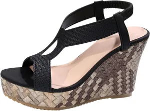 Wedge Heels for Women Ankle Strap Espadrilles Platform Wedge Sandals Summer Comfortable Leather Sandals Walking Slingback Shoes