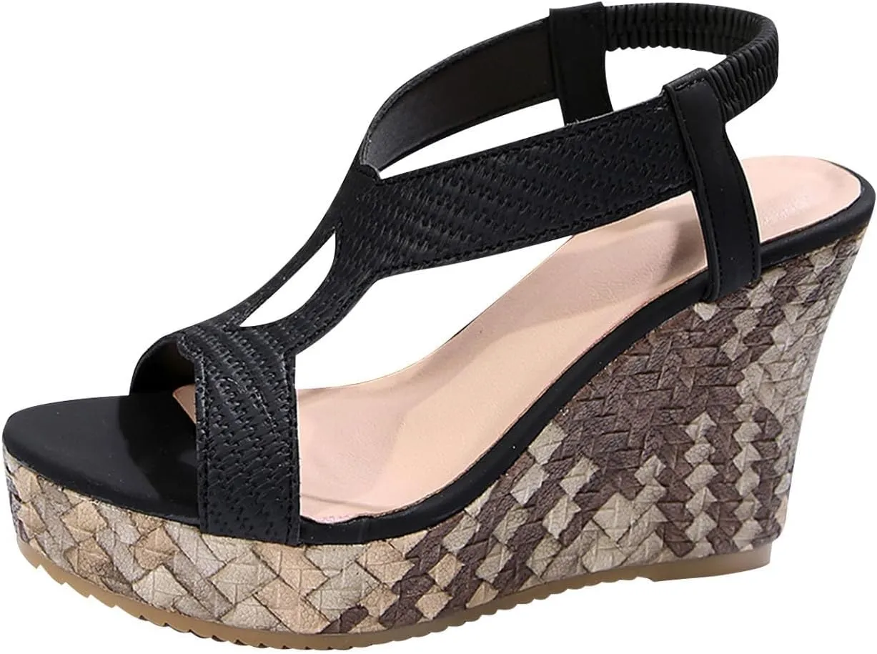 Wedge Heels for Women Ankle Strap Espadrilles Platform Wedge Sandals Summer Comfortable Leather Sandals Walking Slingback Shoes