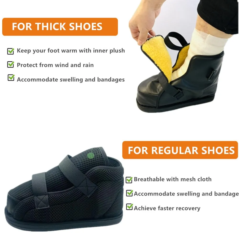 WEEOATAR Medical Boot,Post-op Shoe,Adjustable Walking Shoe with Magic Sticks, Orthopedic Boot Recovery Shoe for Post-surgery,Broken Foot or Toe,Stress Fractures,Bunions,or Hammer(Thin,Black1,S)
