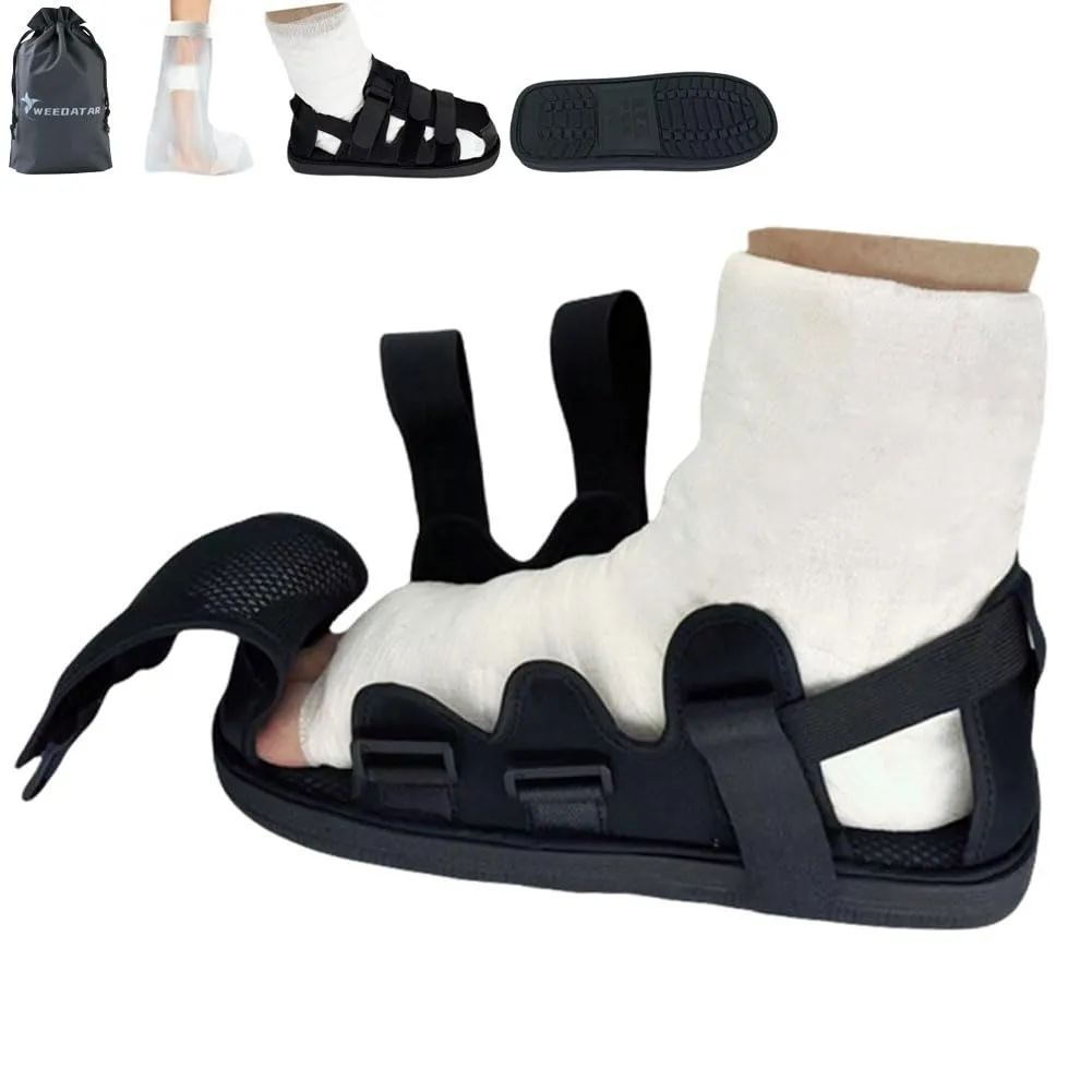 WEEOATAR Post-op Shoe Recovery Shoe,Walking Aid,Non-Slip Easy to Wear with Magic Sticker,Adjustable Protective Shoes for Broken Foot or Toe,Stress Fractures,Bunions,or Hammer 1pc(Black,L)