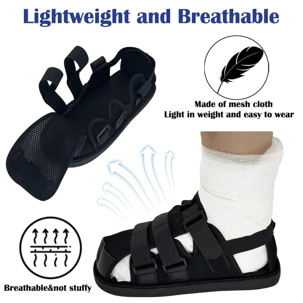 WEEOATAR Post-op Shoe Recovery Shoe,Walking Aid,Non-Slip Easy to Wear with Magic Sticker,Adjustable Protective Shoes for Broken Foot or Toe,Stress Fractures,Bunions,or Hammer 1pc(Black,L)