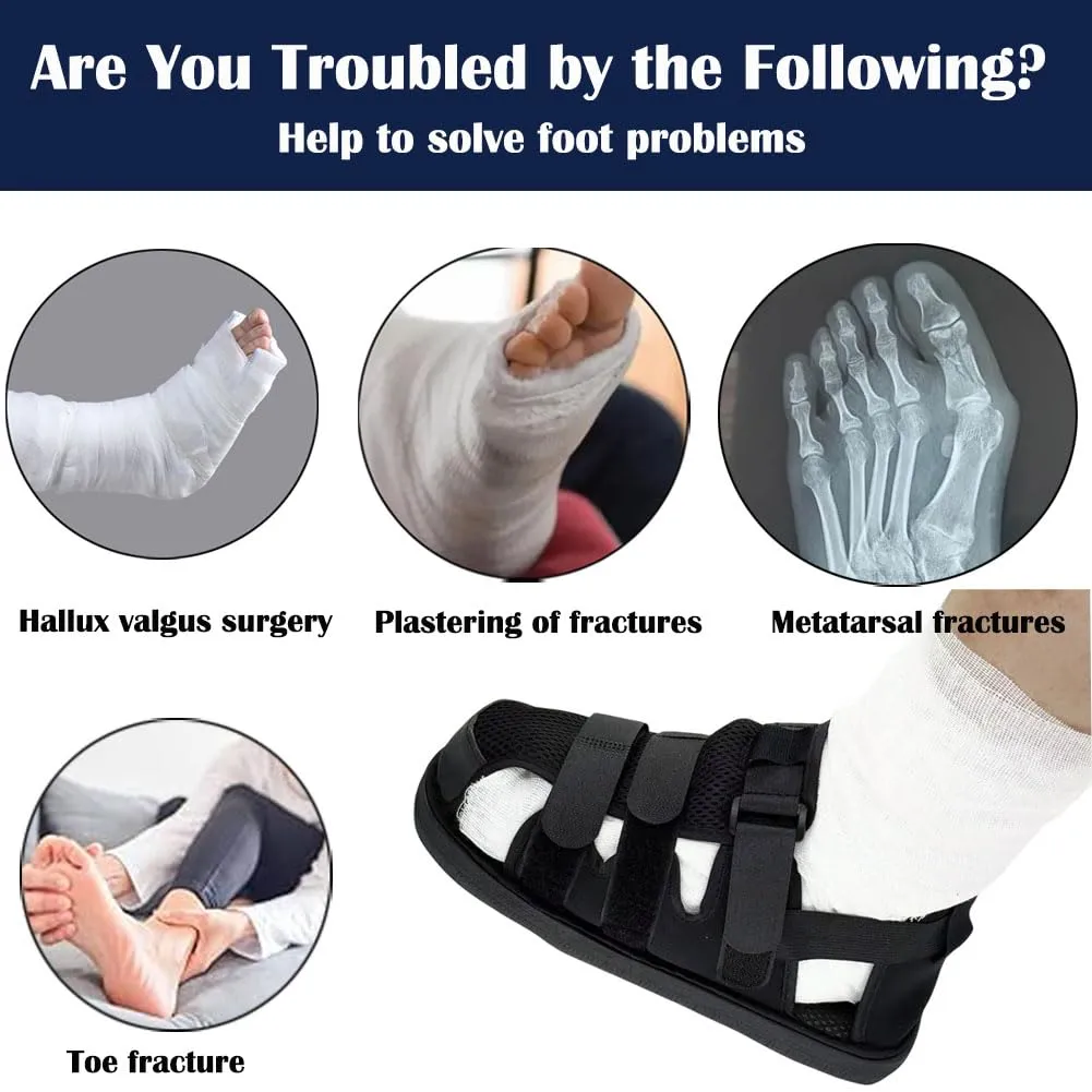 WEEOATAR Post-op Shoe Recovery Shoe,Walking Aid,Non-Slip Easy to Wear with Magic Sticker,Adjustable Protective Shoes for Broken Foot or Toe,Stress Fractures,Bunions,or Hammer 1pc(Black,L)