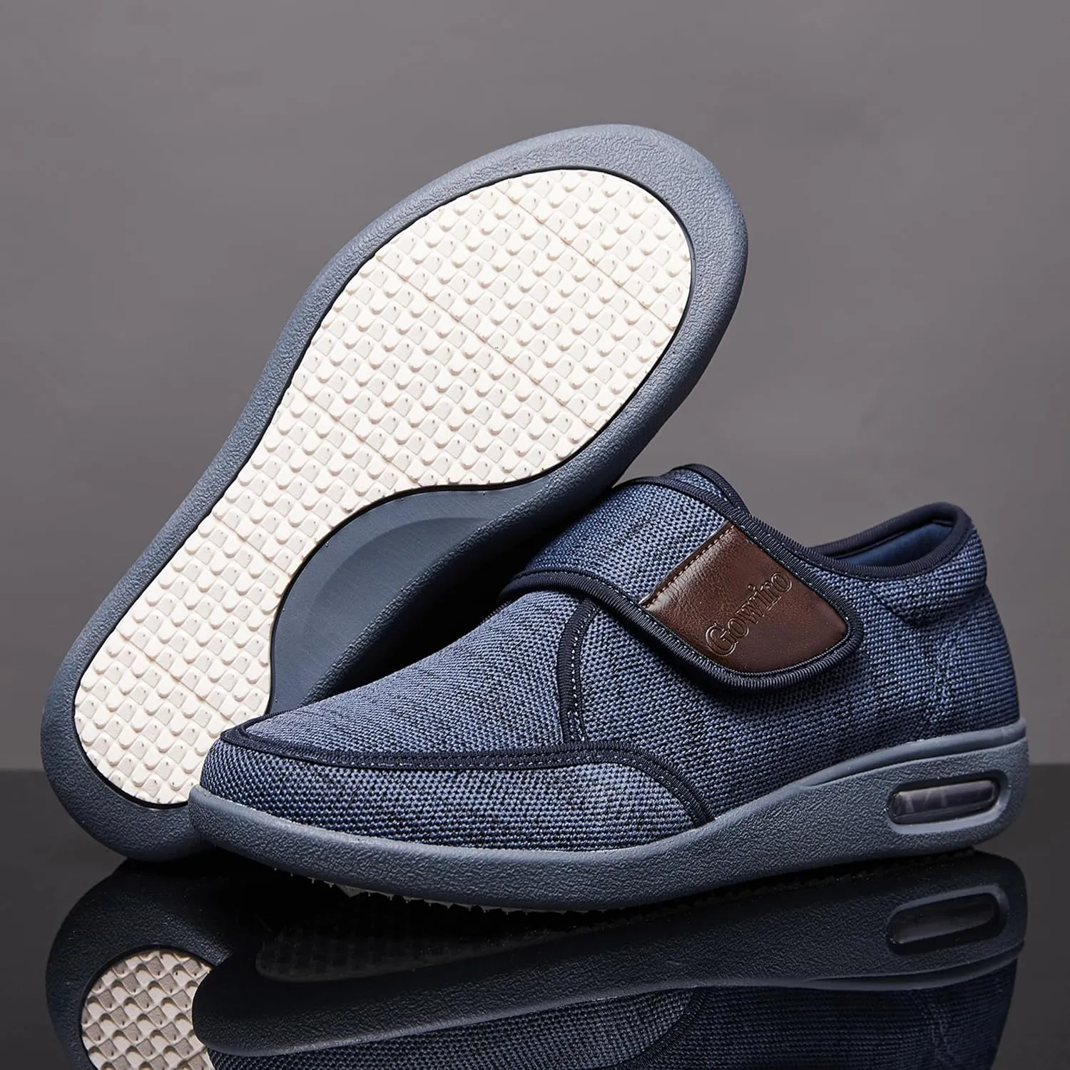 Wide Diabetic Edema Shoes, Fully Adjustable Closure, Easy to Put on and take Off, air Cushion Walking Shoes Suitable for Swollen feet of The Elderly for Outdoor