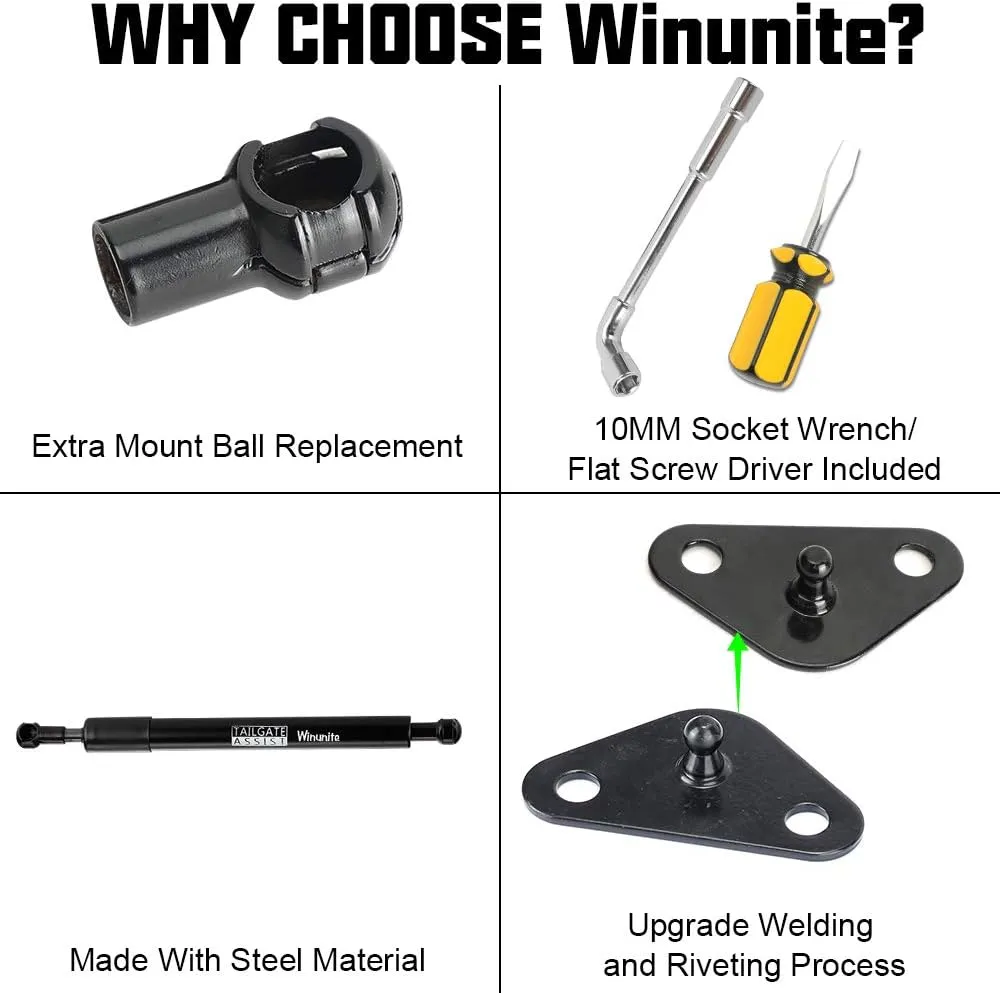 Winunite Compatible with 2015-2024 F150 Tailgate Assist Shock Truck Lift Assist Fits for Truck Tailgate Accessories Soft Open Easy Down(All Tools Provided)