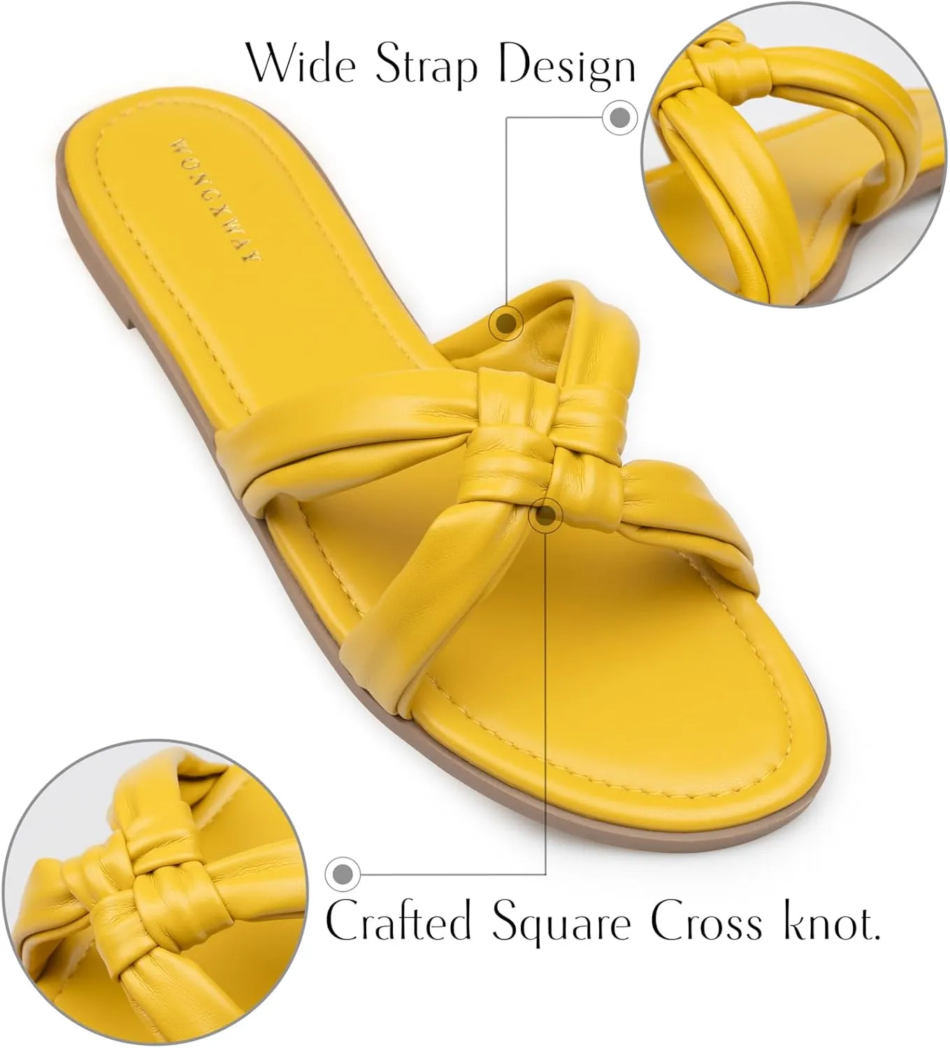 Women Dressy Sandals Strappy Knotted Slide Sandals Cute Comfy Open Toe Slip On Sandals