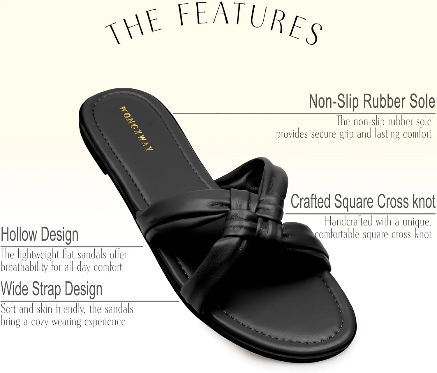 Women Dressy Sandals Strappy Knotted Slide Sandals Cute Comfy Open Toe Slip On Sandals