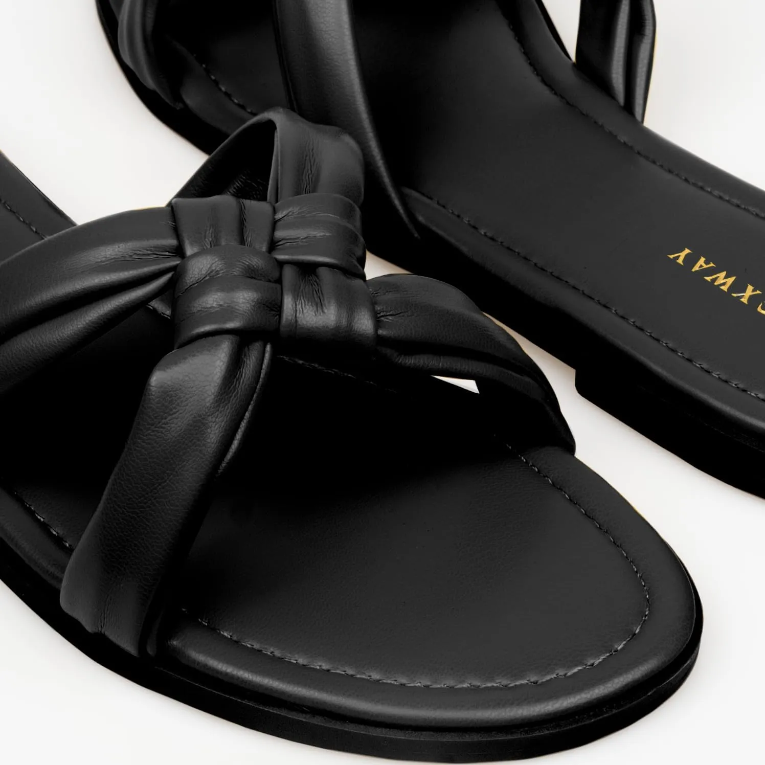 Women Dressy Sandals Strappy Knotted Slide Sandals Cute Comfy Open Toe Slip On Sandals