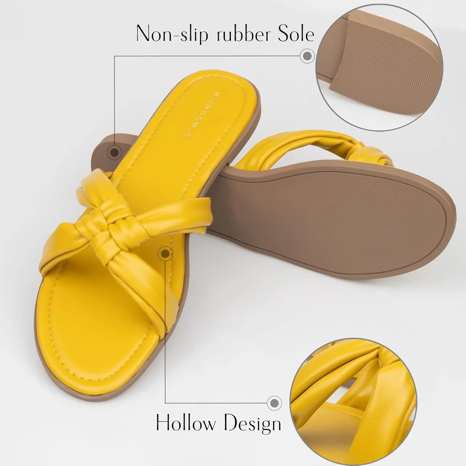 Women Dressy Sandals Strappy Knotted Slide Sandals Cute Comfy Open Toe Slip On Sandals