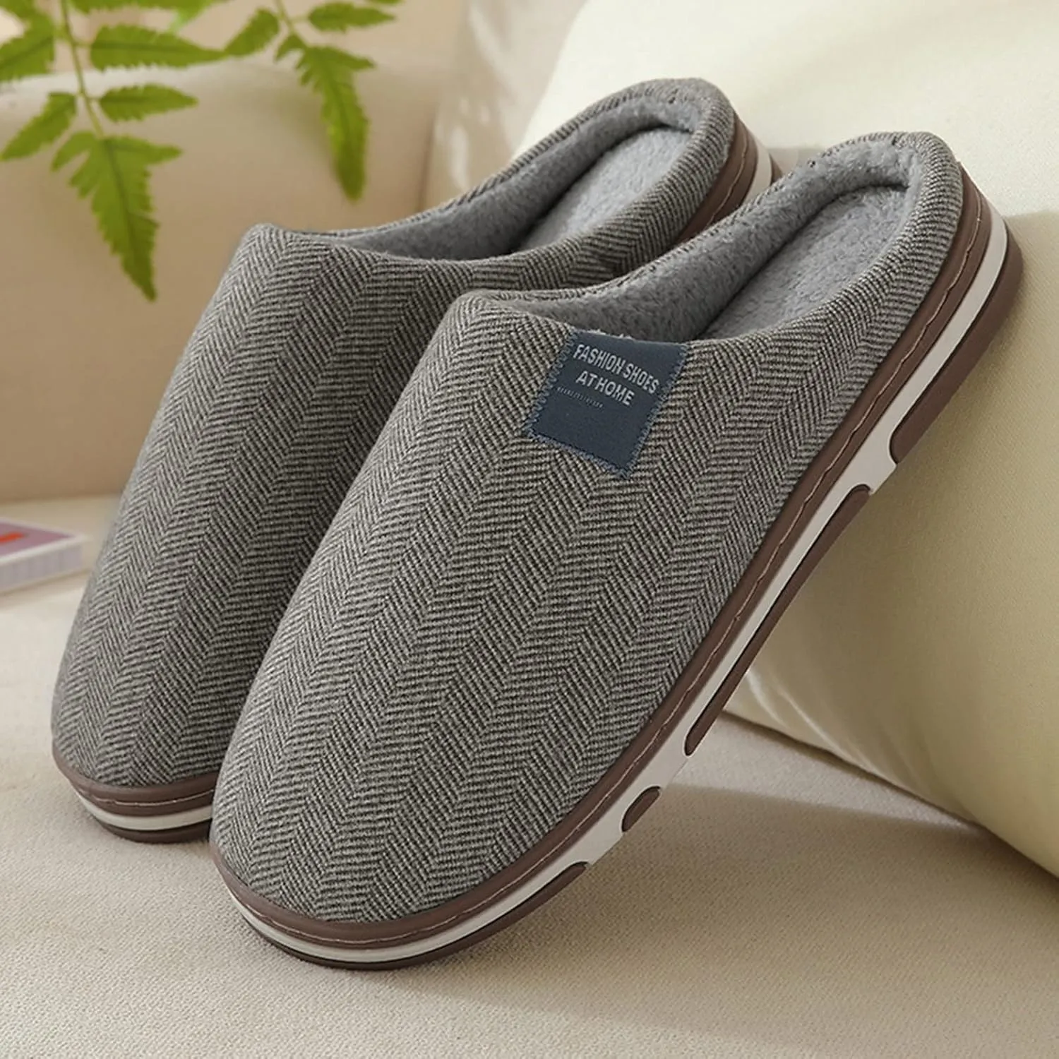 Women Outdoor Anti Skid Plush Slippers Slip On Cozy Warm Washable House Shoes Closed Toe Preppy Indoor Non-Slip Flat