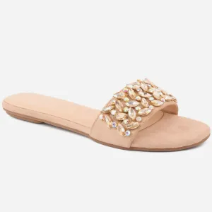 Women "ROSALIND" Crystal Jewel Slip On Slippers