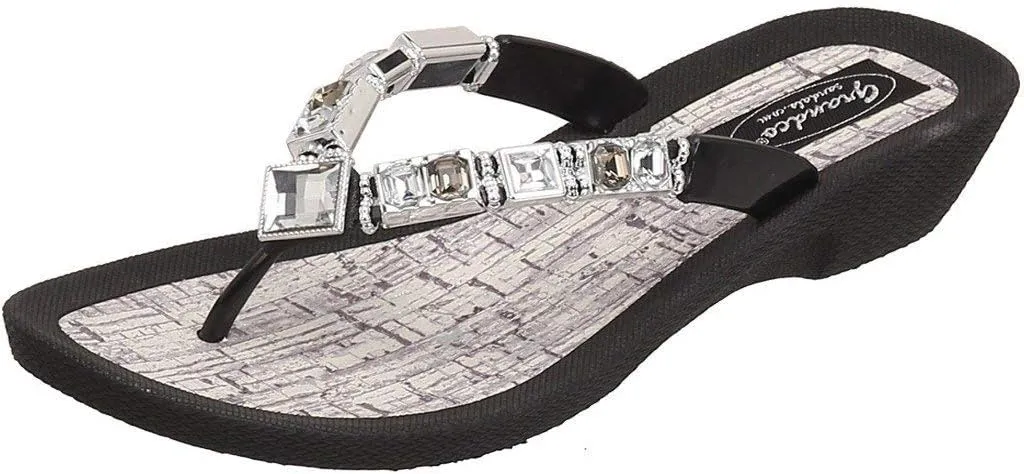 Women's 27143c Flawless Cork Jeweled Waterproof Summer Thong Sandals Platforms