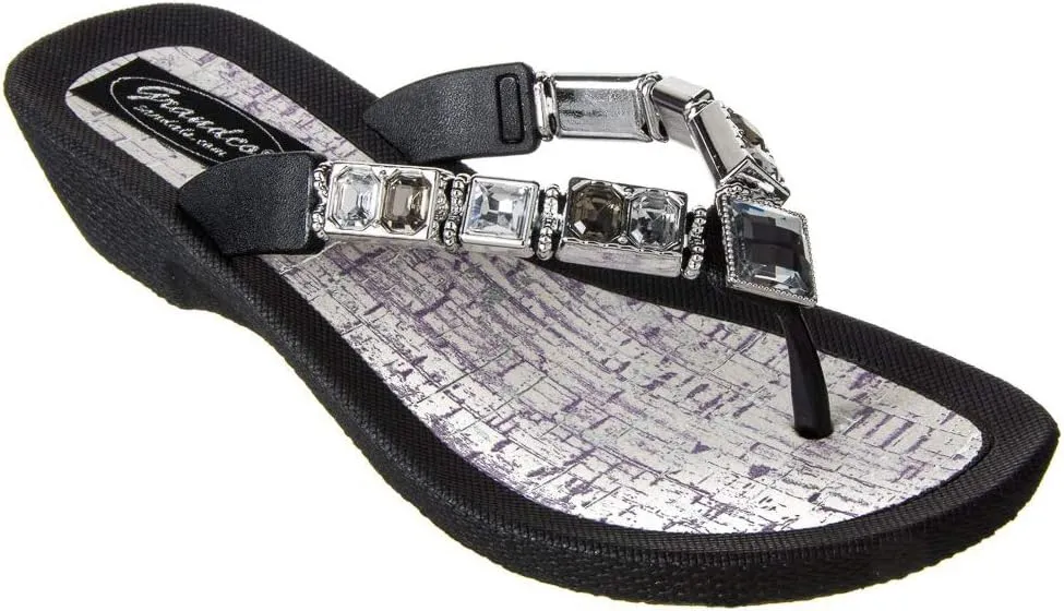 Women's 27143c Flawless Cork Jeweled Waterproof Summer Thong Sandals Platforms