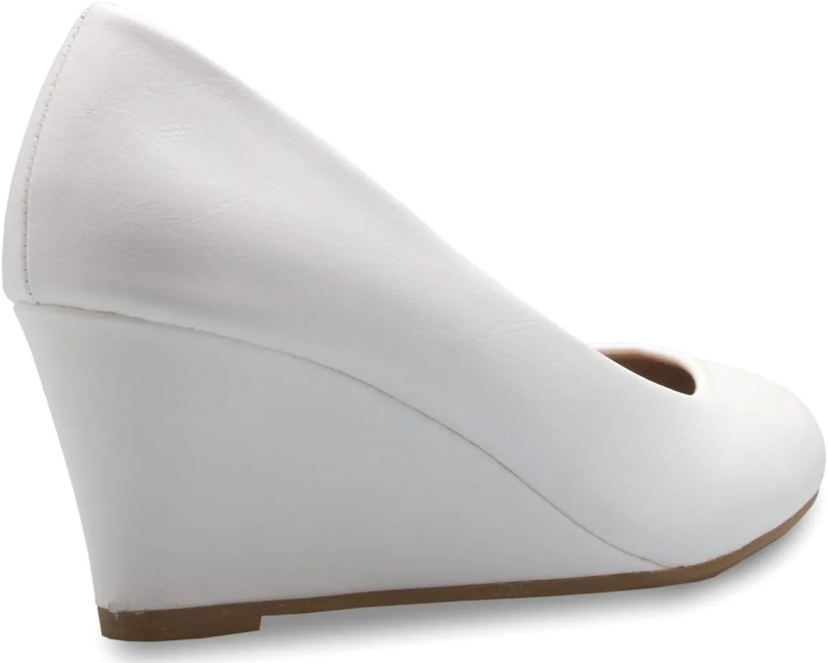 Women's Adorable Low Wedge Heel Shoe - Easy Low Pumps - Basic Slip On, Comfort