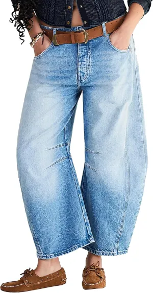 Women's Barrel Jeans Baggy Horseshoe Boyfriend Jeans