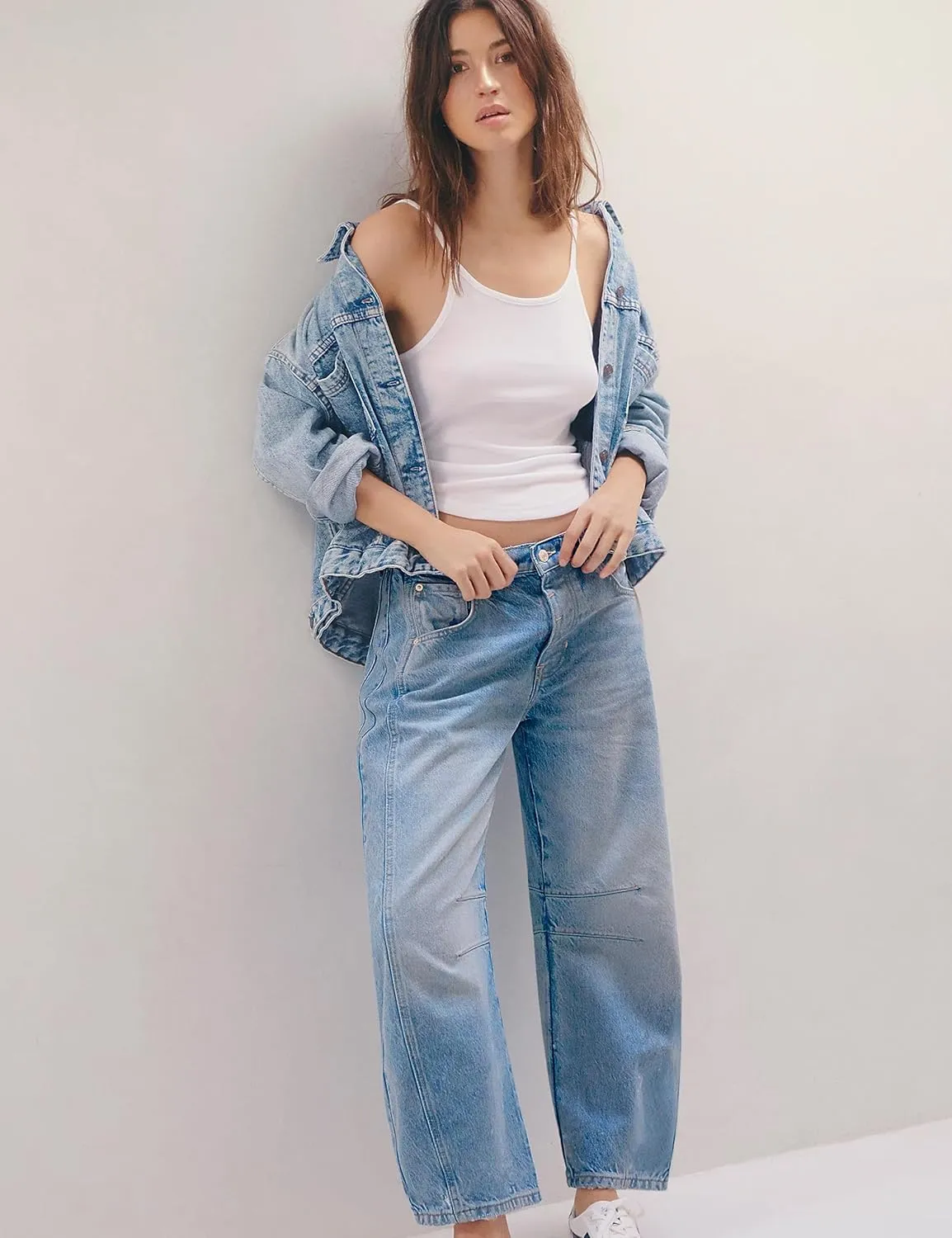 Women's Barrel Jeans Baggy Horseshoe Boyfriend Jeans