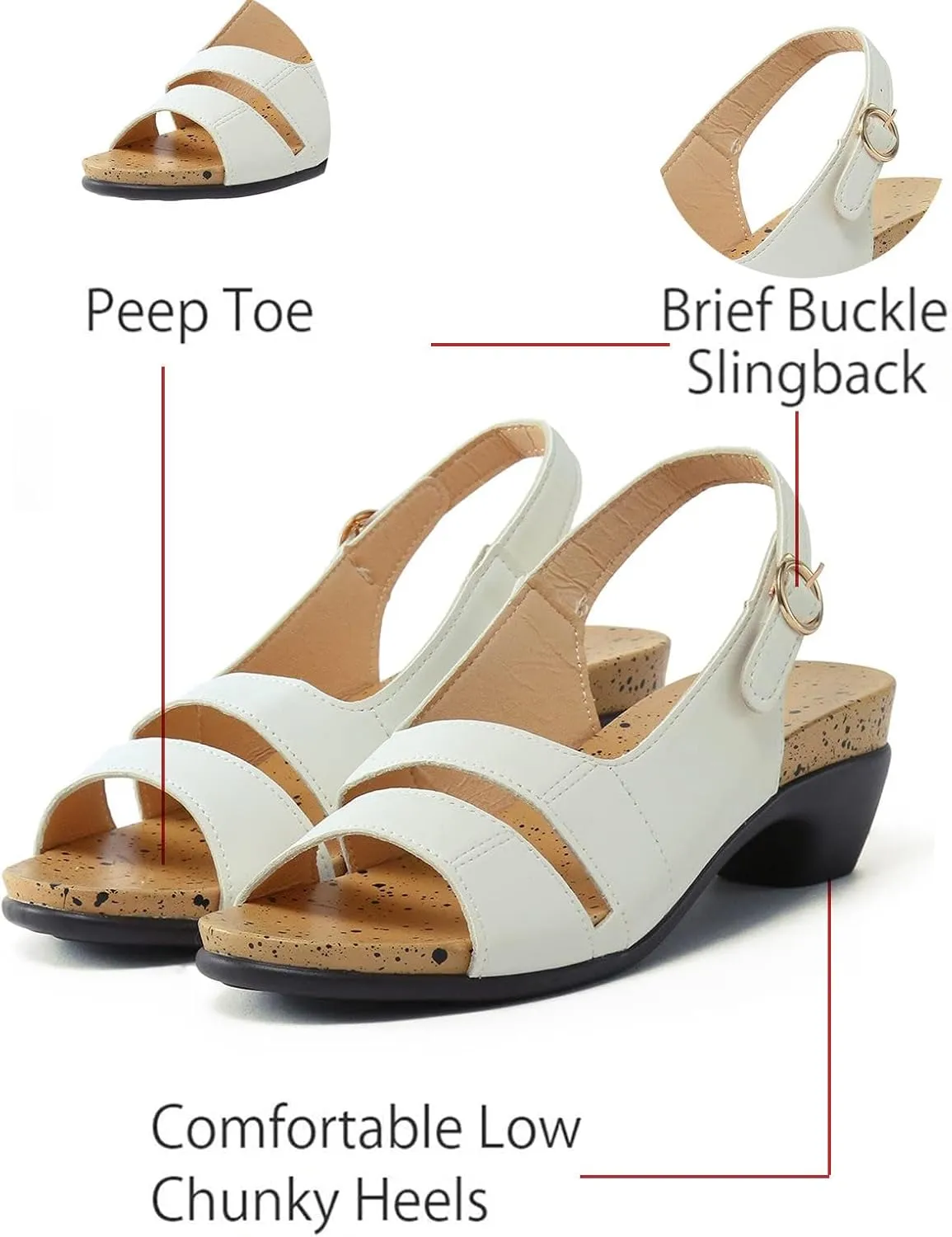 Women's Comfy Orthotic Sandals,Chunky Low Block Heels Orthowalkway Womens Sandals Comfortable Open Toe Wedges Supportive Wide Feet Sandal Summer Casual Walking Shoes Black,6.5