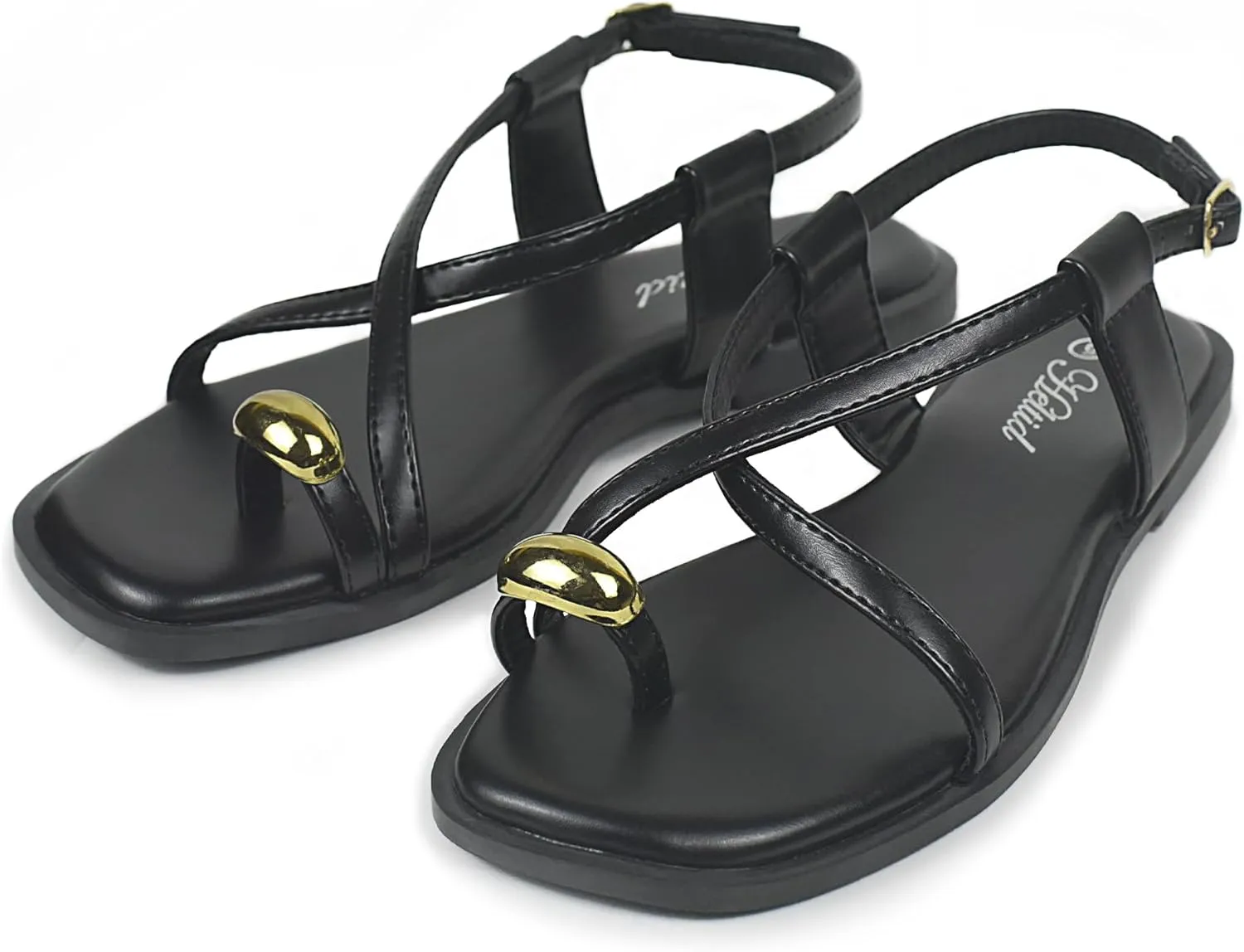Women's Cross Strappy Flat Sandals Ring Buckle Ankle Boho Wedding Dressy Sandals