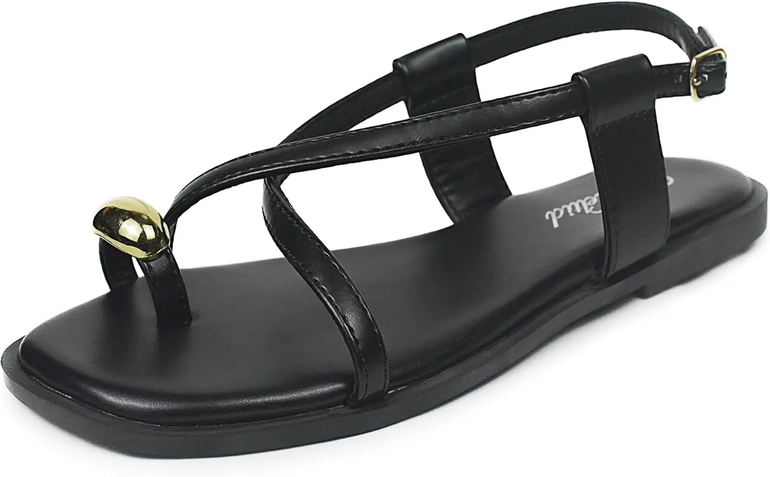 Women's Cross Strappy Flat Sandals Ring Buckle Ankle Boho Wedding Dressy Sandals