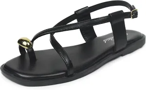 Women's Cross Strappy Flat Sandals Ring Buckle Ankle Boho Wedding Dressy Sandals