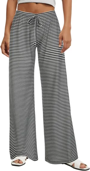 Women's Drawstring Pajama Pants Striped Casual Palazzo Wide Leg Lounge Pants Comfy Sleepwear Trousers