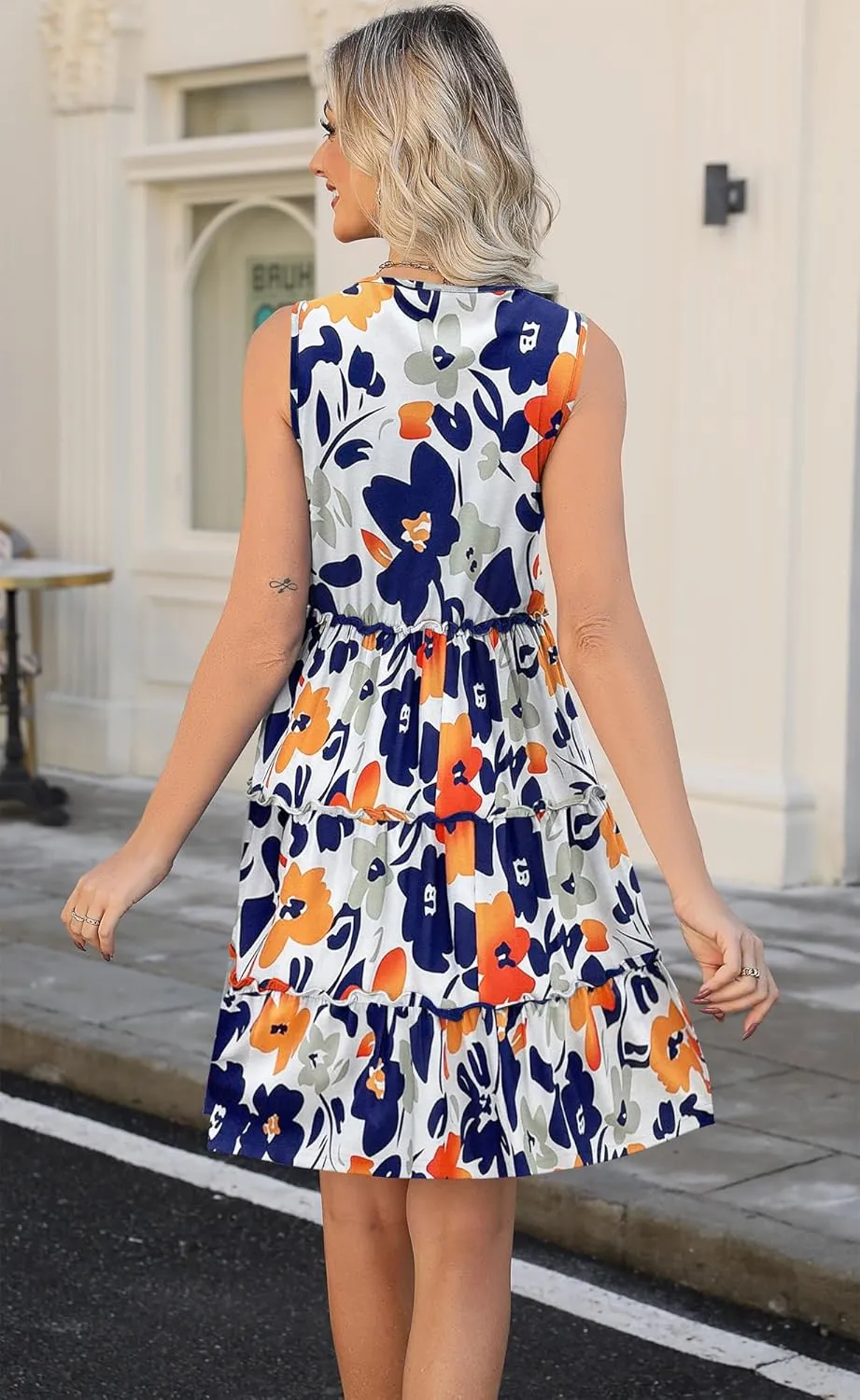 Womens Dresses V Neck Sleeveless Spaghetti Strap with O Ring A Line Tiered Smocked Casual Flowy 2025 Beach Mini Dress