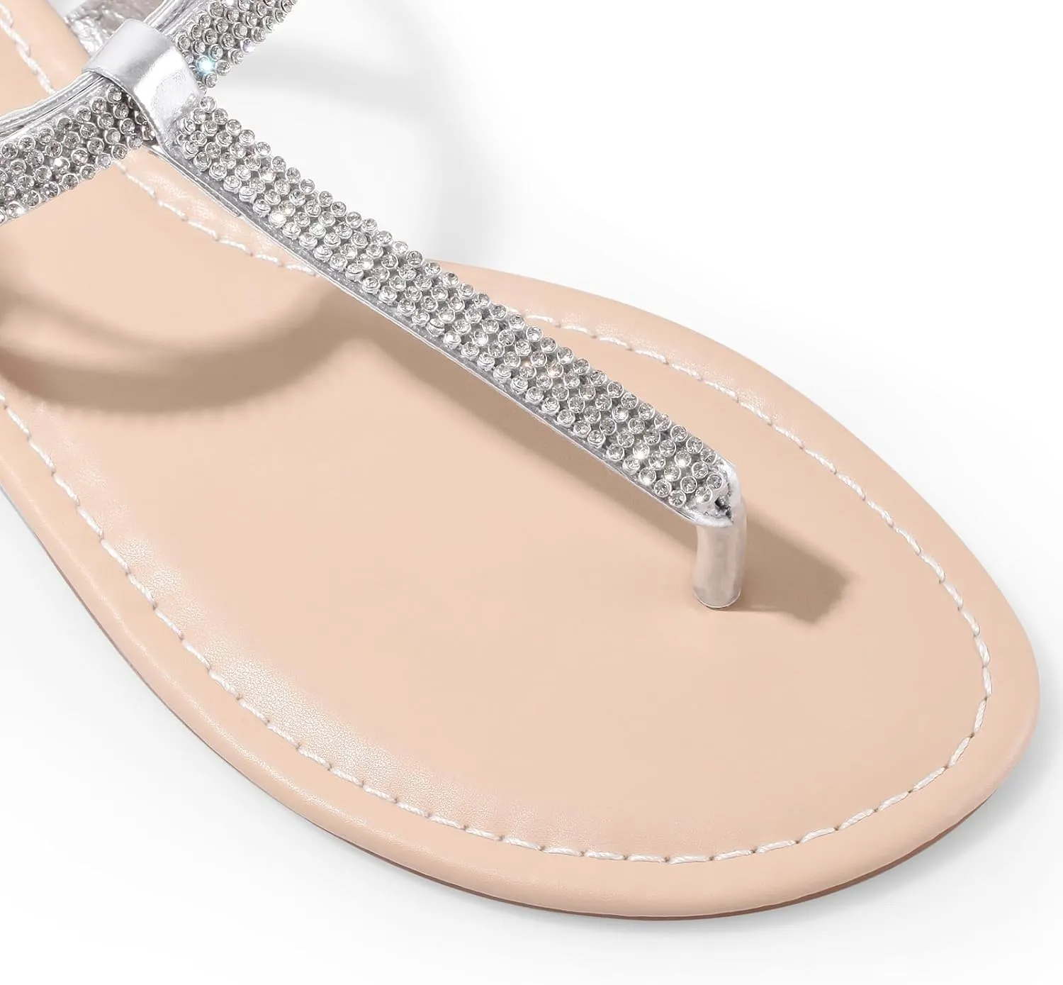 Women's Dressy Sandals Flat Glitter Comfortable Slides Rhinestone Sandals for Women Ladies Fashion Shoes